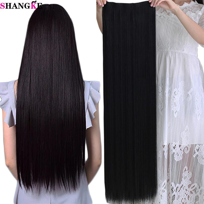 Shangke Syntetický 40-palcový klip v jednom kusovom predlžovaní vlasov Fibre Falk Fiber Falk Hair Long Eachetes s piatimi svorkami