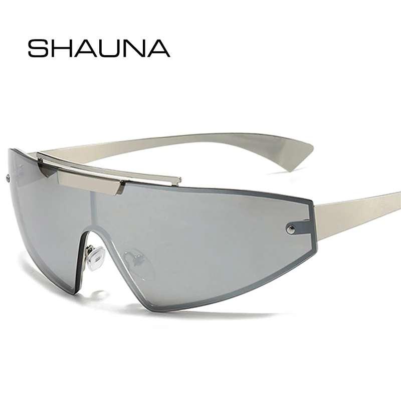 Shauna Retro Cat Eye Men Slnečné okuliare Móda jednostupne Gradient zrkadlové odtiene UV400 Ženy Vonkajšie športové punkové slnečné okuliare