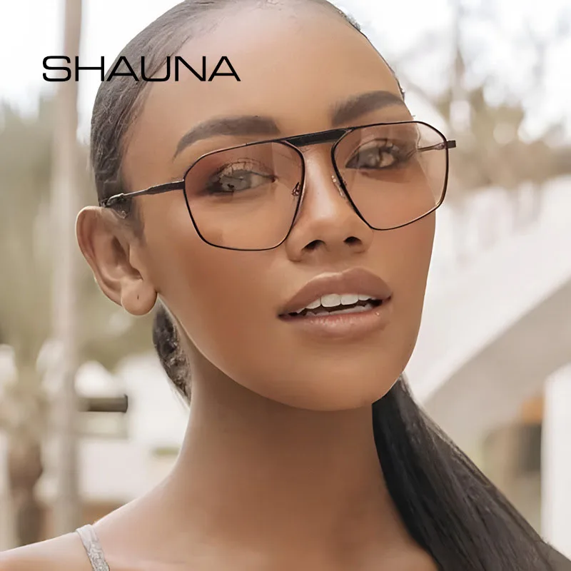 Shauna retro kov Polygon Square Slnečné okuliare Ženy módne šampanské odtiene UV400 Men Slnko okuliare