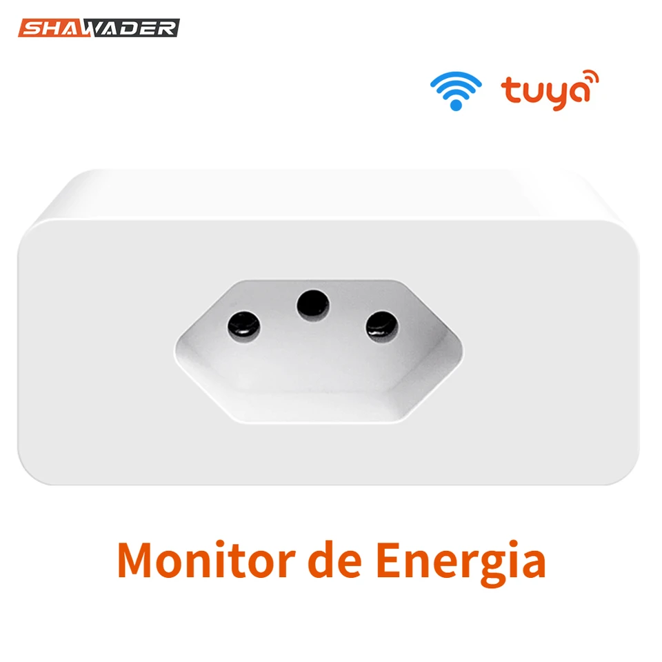 Shawader Brasil Wifi TUYA Smart Plug Socket 10A Brazília výstupný monitor bezdrôtového hlasového diaľkového ovládania od spoločnosti Google Home Alexa