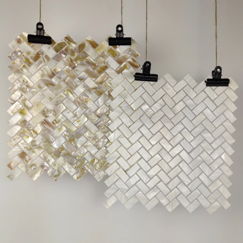 Shell Mosaic Wall Sticker Tile TV stena stena Prírodná rybná kosť rybia kosť kúpeľňa Kuchyňa