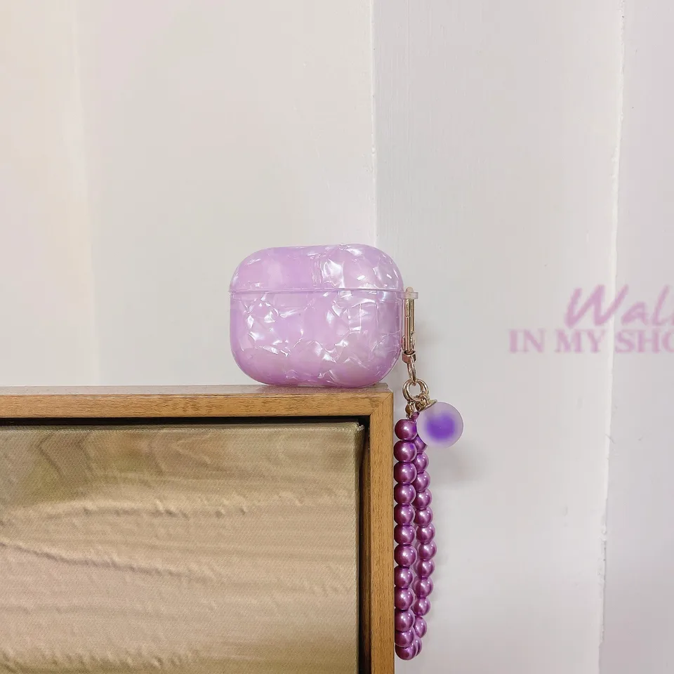 Shell-Pattern AirPods Case Strap 1 2 PROPRAVA PRÍPRAVA PRE APLE APLE S LANYARD PLAIN FONDAS CRESS CRESE AirPods Pro Case