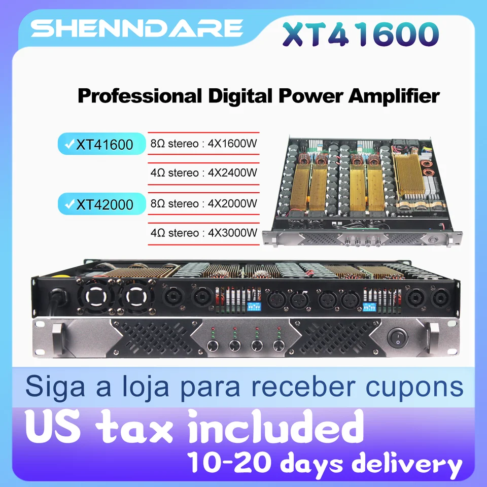 Shenndare XT 4X1600W Power Amplifier Professional trieda D Line Array reproduktor zvukový zosilňovač zvukový zosilňovač zvukový DJ Subwoofer Predzosilňovač