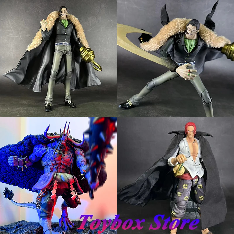 SHF Anime One Piece akčná figúrka dekorácie Kaidou Blue Fur Cloak Sir krokodíl 18 cm čierny veterný breaker 16 cm látkový plášť