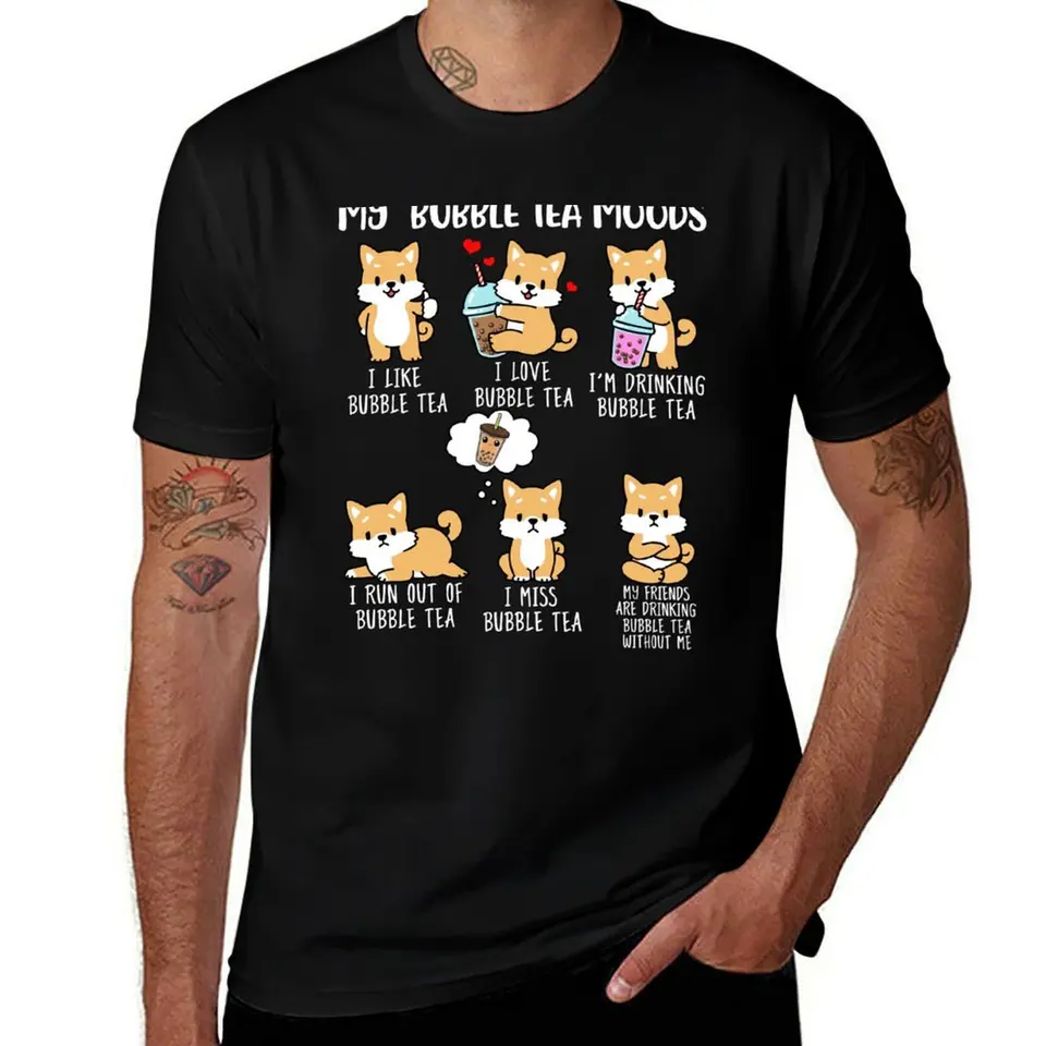 Shiba Inu bublinky čajové košele Ženy Boba Čajový ps bublinkový čaj Tričko anime tričká kawaii oblečenie pre mužov