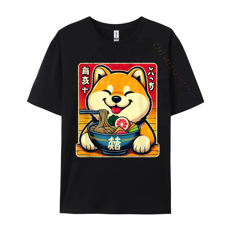 Shiba Inu ramen kawaii neko japonské rezance dizajn topy Tops Cotton tkant