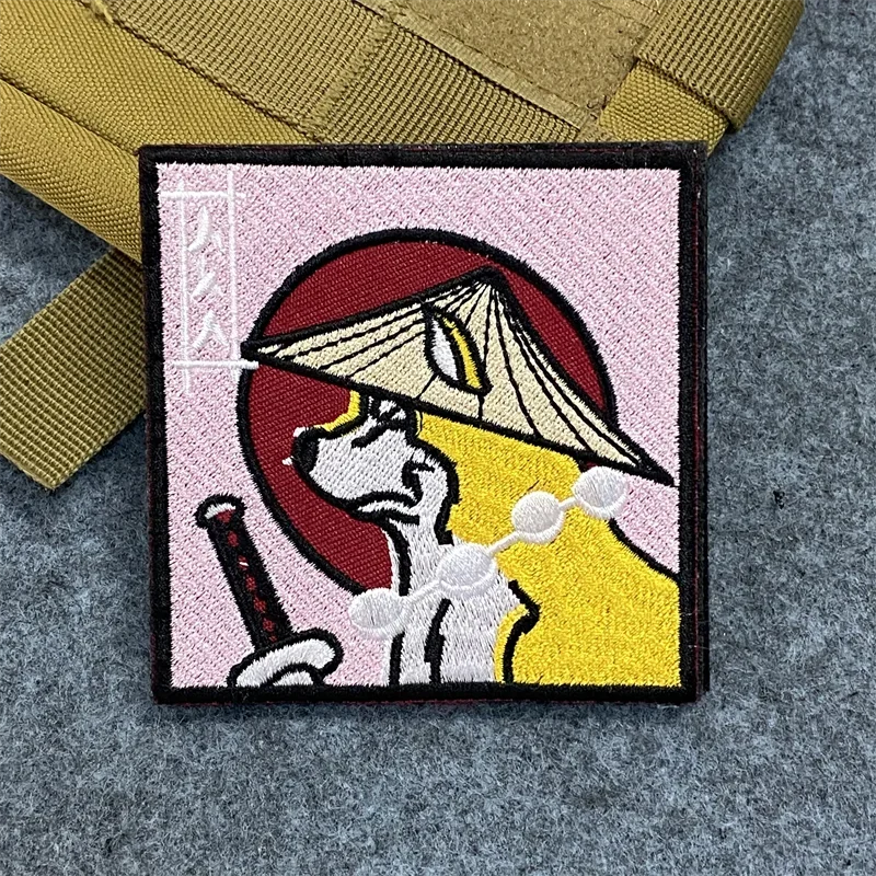 Shiba Inu samurai Japonský vyšívaný záplat Hook a Loop Akita Dog Tactical Morale Badge Badge Arack Batoh Clothers