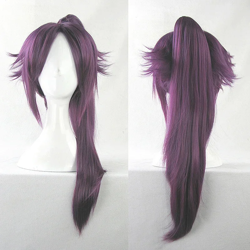 Shihouin yoruichi Cosplay parochne s vysokou teplotou vlákniny Syntetické vlasy fialové zmiešané dlhé čip