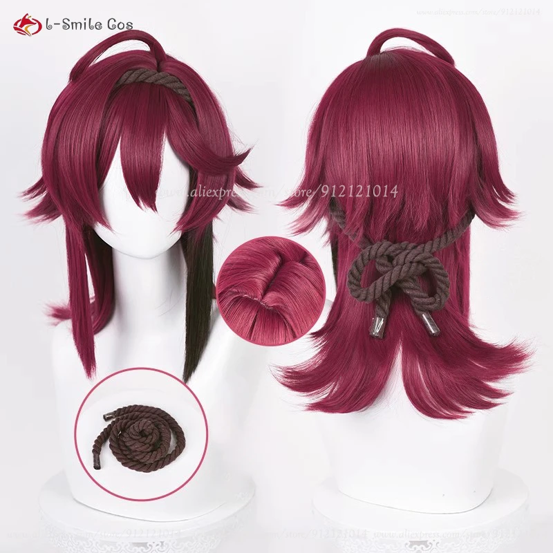 Shikanoin Heizou Cosplay parochňa 55 cm dlhá simulovaná pokožka hlavy Parochňa Červený gradient Tepelne odolný voči syntetickým vlasom anime parochne + parochňa čiapka