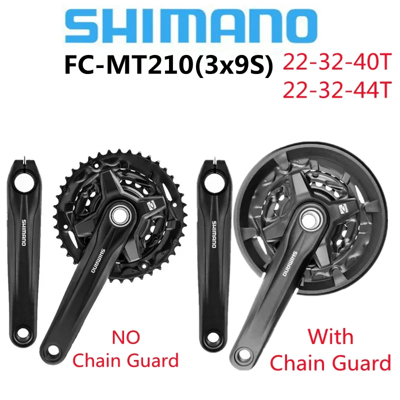 Shimano Alivio FC-MT210 44-32-22T 40-30-22T 3x9 Speed ​​BB-MT501 Spodná držiak na bicykli Crankset Crankset Wheel s chráničkou reťazca
