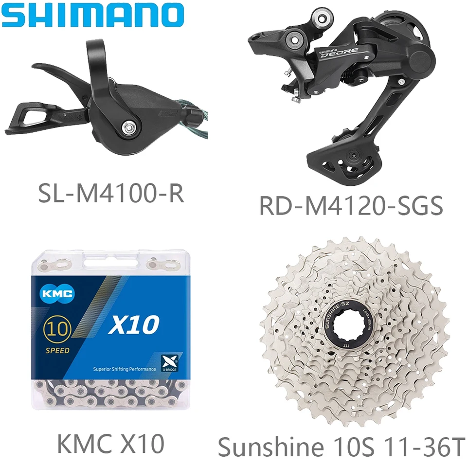Shimano M4100 10 Speed ​​Bicycle Derailleur súpravy KMC X10/HG95 Sunshine 10S 11-36/40/42T Casette Bicykel