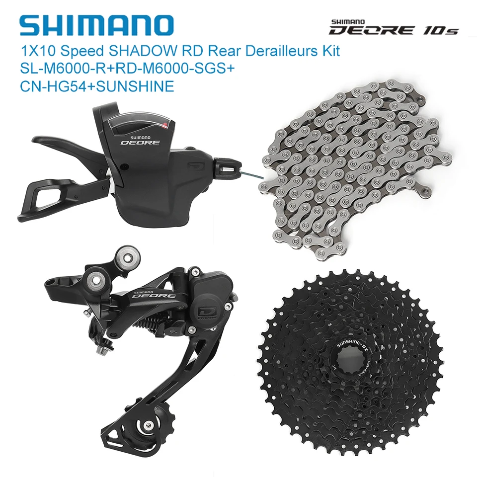 Shimano M6000 Groupset pre MTB Mountain Bike Sl Rd M6000 SGS Zadné prehadzovacie prehadzy KMC CN HG54 Sunshine Cassette Cassette Súprava