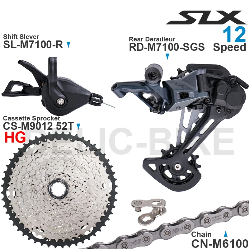 Shimano SLX M7100 1x12 Speed ​​Groupset s radiacim zadným prehadzovačom a kazetovým ozubeným kolesom 11-50T/52T CN-M6100 Originálny reťazec
