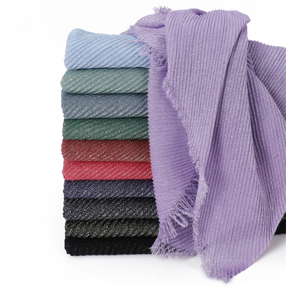 Shimmer Glitter Shawl Moslim hidžáb šál pre ženy skladané hlavné obaly čelenky Islamský turban Bandana Hidžab Solid Fould