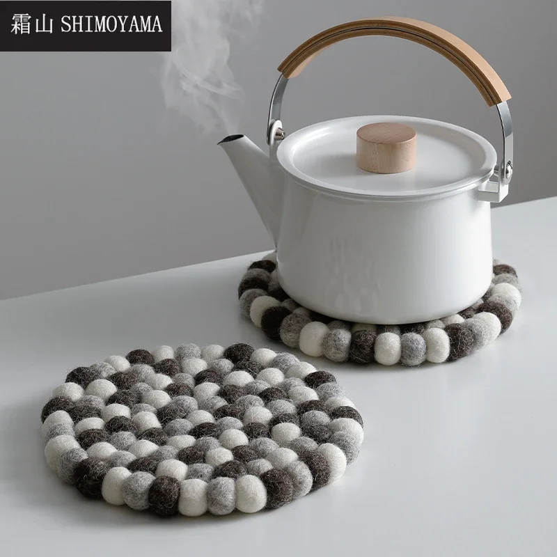 Shimoyama Wool Felt Coaster 20 cm okrúhle ručne vyrábané prestieranie riadom podložka odolná voči hrncovi vložka kuchyňa Domáca dekorácia Nápi