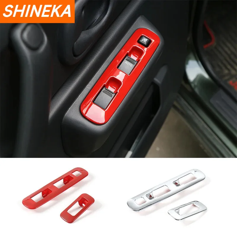Shineka ABS auto Interiérový výťahový výťah spínač gombíka dekorácie krycí kryt rámový panelové nálepky pre Suzuki Jimny 2007+ Styling automobilu