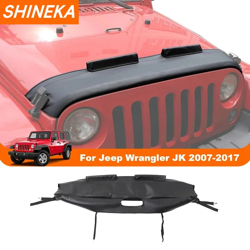 Shineka Black Car Front Motor Hood Bra Cover Protector pre Jeep Wrangler JK 2007-2017 Exteriérový kapucň