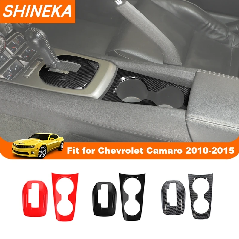 Shineka Car Front Gear Shift Shift Cup Držitie dekorácie pre Chevrolet Camaro 2010 2011 2012 2013 2014 2014 Interiérové ​​doplnky