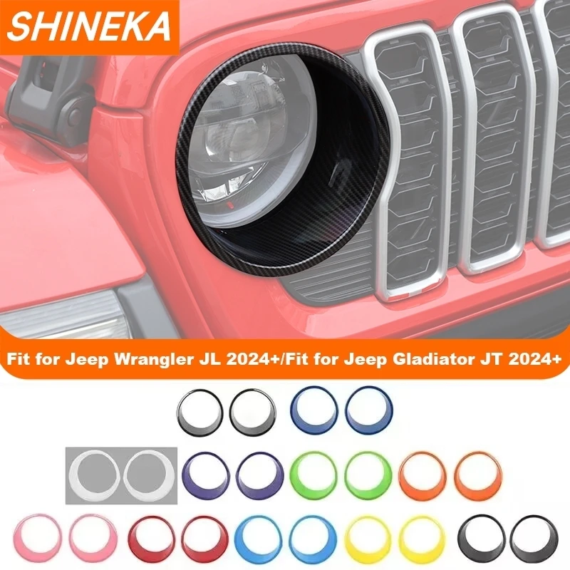 SHINEKA CAR Svetlomet Lamp Decoration Cover Cover pre Jeep Wrangler JL 2024+ pre Jeep Gladiator JT 2024+ Exteriérový doplnok
