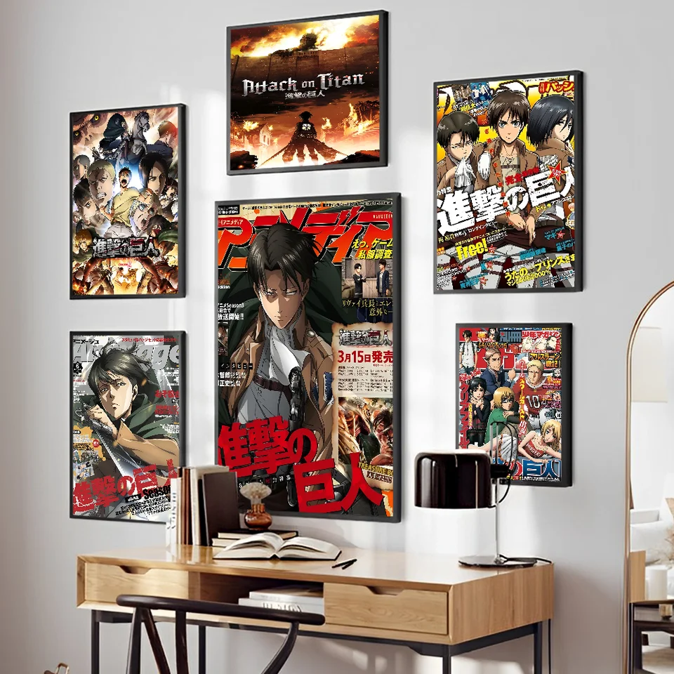 Shingeki no Kyojin Dobré kvalitné výtlačky a plagáty vintage izba Bar Cafe Decor Home Decor