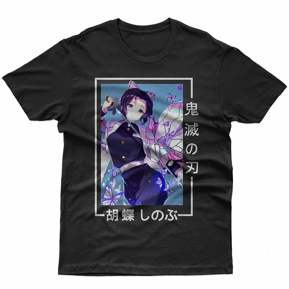 Shinobu Kocho tričko, démonský zabijak Kimetsu no Yaiba Hashira s krátkym rukávom T-anime tričko, manga košele pre pánske b-15 alebo