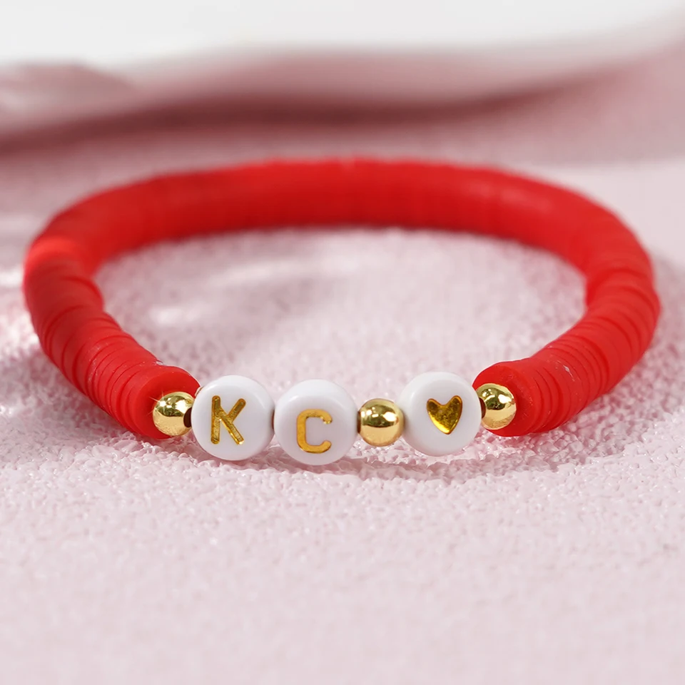 Shinus Surfer Custom Darčeky KC Peach Heart Stack Heishi Clay Korálkové náramky pre ženy 2024