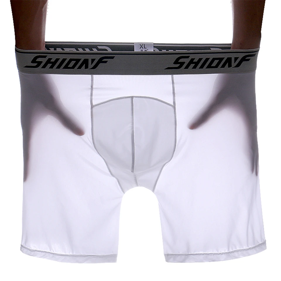 Shionf 7xl ľadové hodvábne proti trením nôh 4ks dlhé spodné prádlo Fitness Pohodlné muži spodky tenké strečové boxery Mužské nohavičky
