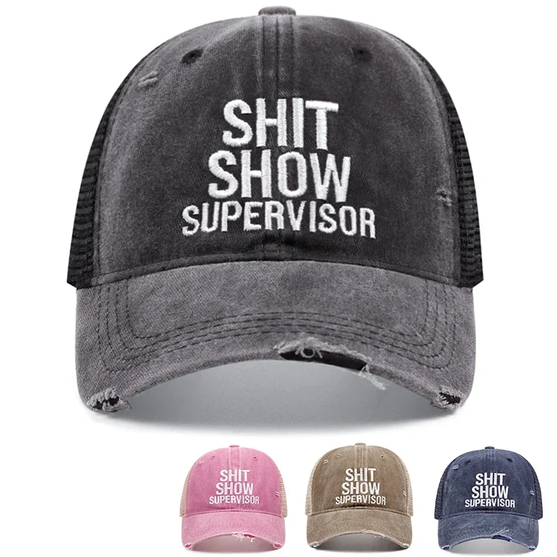 SHIT Show Supervízor baseball čiapka bavlna umytá roztrhaná kovbojská trucker klobúk unisex módne kapus