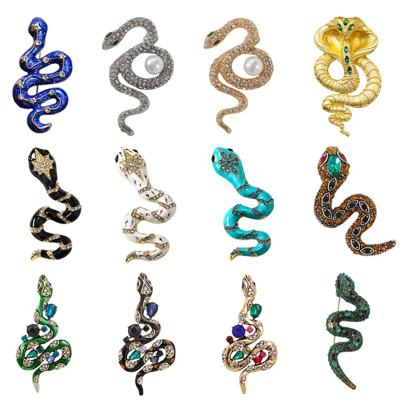 Shmik Women Men Fashion Multi-Tyle Classic Exquisite Crystal Smad Snake Odznaky Elegantné dámy