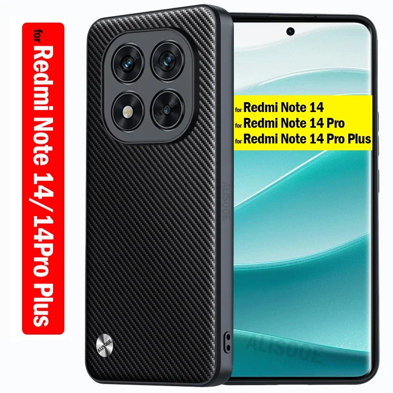 Shockproof Funda pre Redmi Note 14 Pro / Poznámka 14 Pro Plus 5G Case Fiber Texture Pu-Leather Cover pre Redmi Note 14 5G CAPA