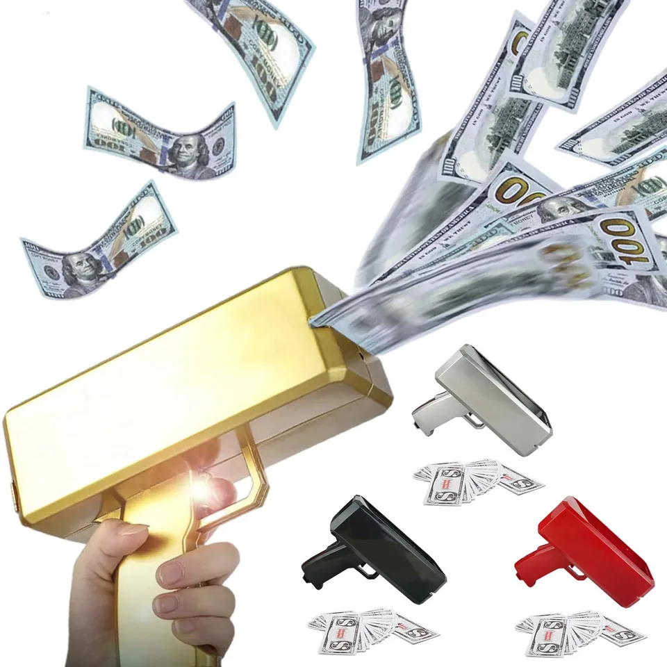 Shoot Money Gun Toy Funny Party Game BankNote Shoot Pištoľ Pištole Piene peniaze svadba narodeniny dekorácia Strelca hádzanie hračiek deti