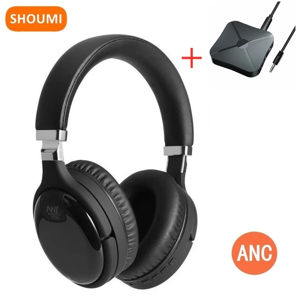 SHOUMI aktívny hluk Zadávané slúchadlá lacné Bluetooth Headset ANC s bezdrôtovým adaptérom televíznych slúchadiel a adaptérom PC TV