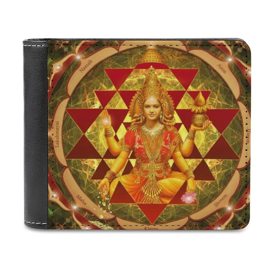 Shri Yantra Maha Lakshmi Ashtakam hojnosť pánskej peňaženky Leisure cestovanie ľahké prenosné peňaženky krátky štýl Mužská kabelka