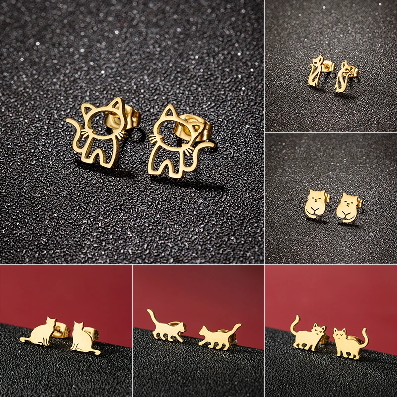 Shuangshuo Cartoon Animal Uries Mnohé náušnice z nehrdzavejúce