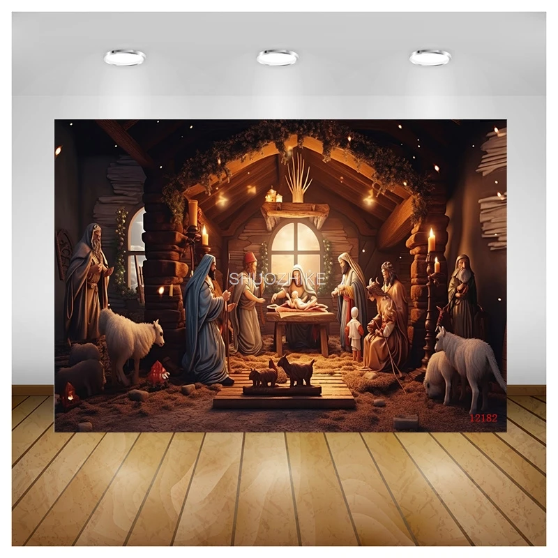 Shuozhike Štedrý deň Fotografie Fotografie na pozadie darčekové krabičky Komíny Sneh vločky okno Indoor Studio Pozadie WW-34