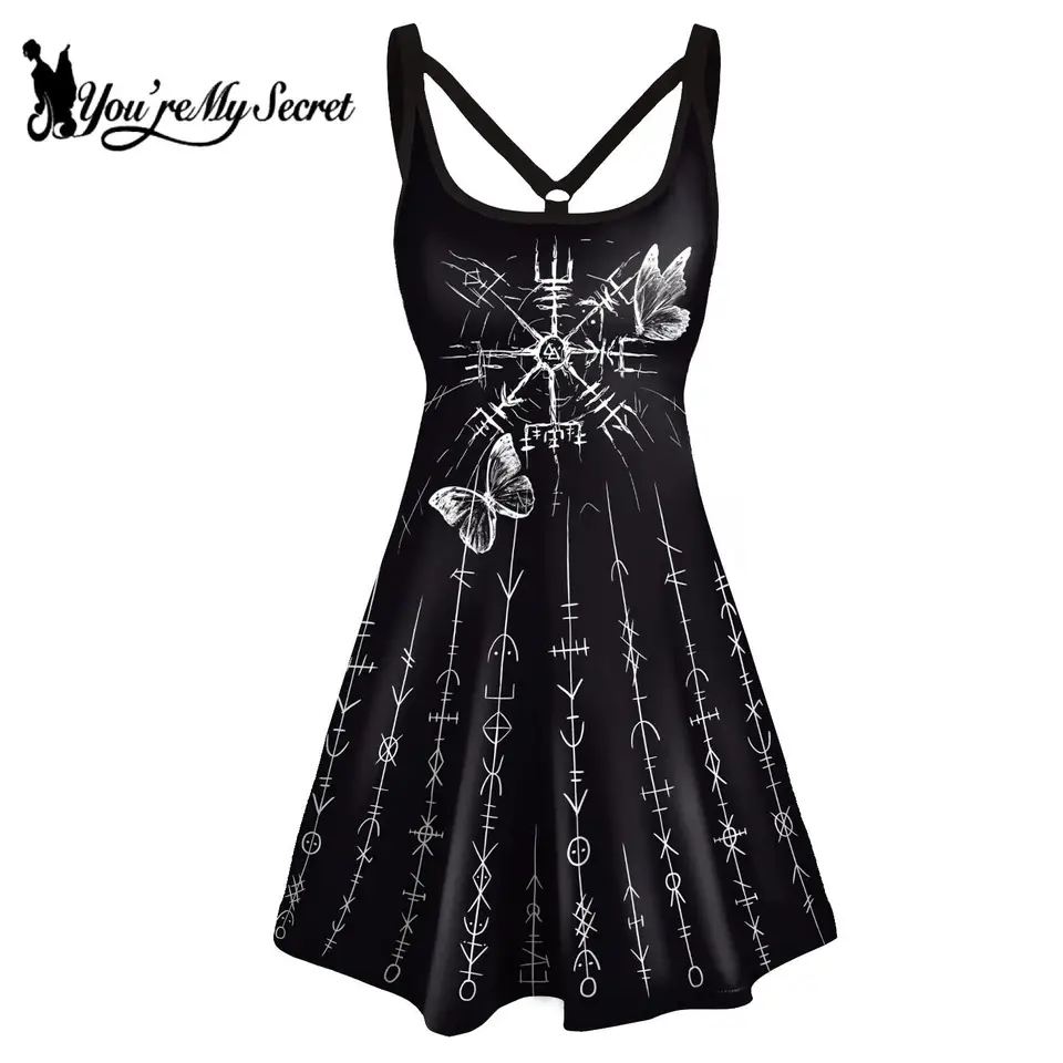 [Si moje tajomstvo] letné šaty Halloween Party pre ženy goth elegantné sexy A-line y2k čierne šmyky bez rukávov Vestido šaty