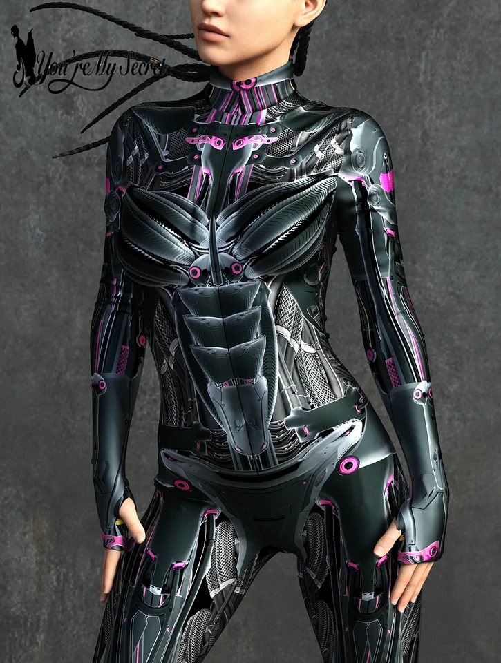[Si moje tajomstvo] Robot Punk Skeleton Cyberpunk Steampunk Sexy Slim Shipsuit Catsuit Halloween Carnival Party Cosplay kostýmy