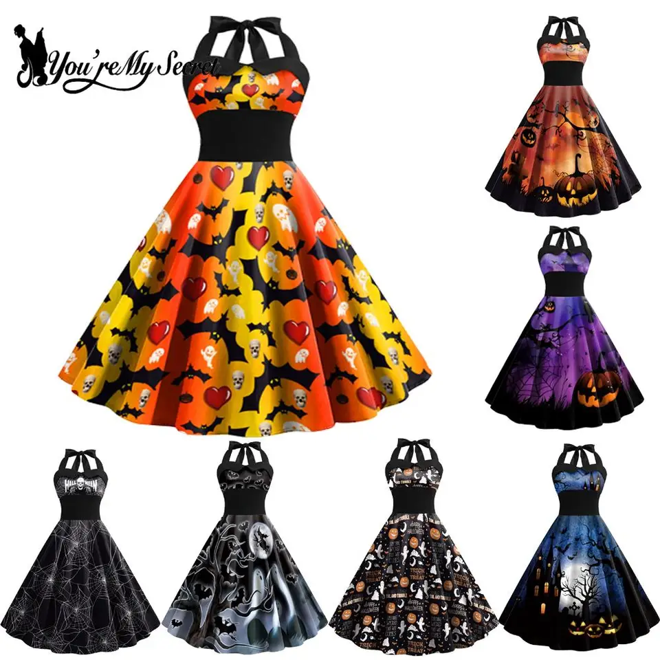 [Si moje tajomstvo] Vintage šaty Ženy 2023 letné sexy tlač halloweenské šaty šaty Vestidos rúž na pin y2k rockabilly šaty