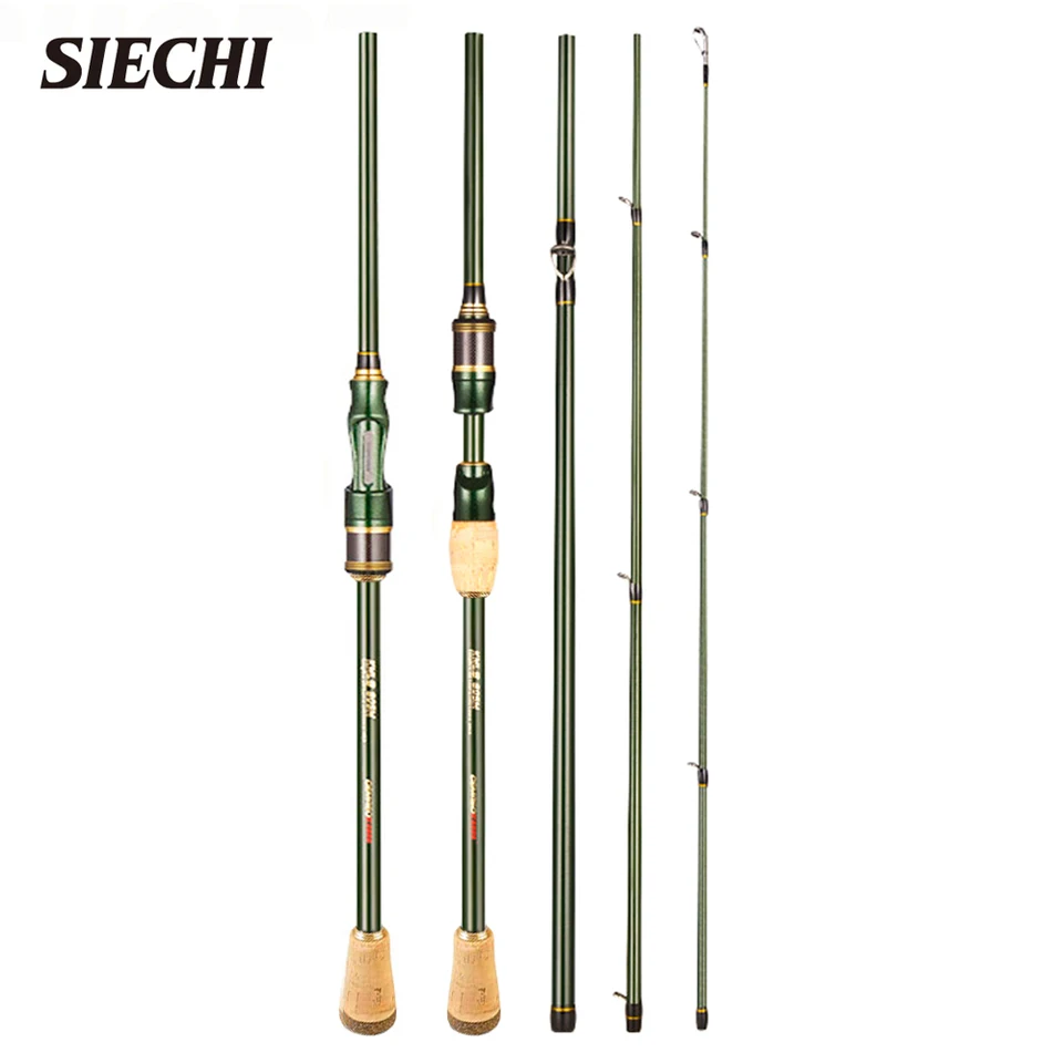 Siechi Cestovná tyč Spinning Casting Carbon Rybing Rod 1,8 m/2,1 m/2,4 m prenosný rybársky prút dobrej kvalitnej rybárskej náradia makary