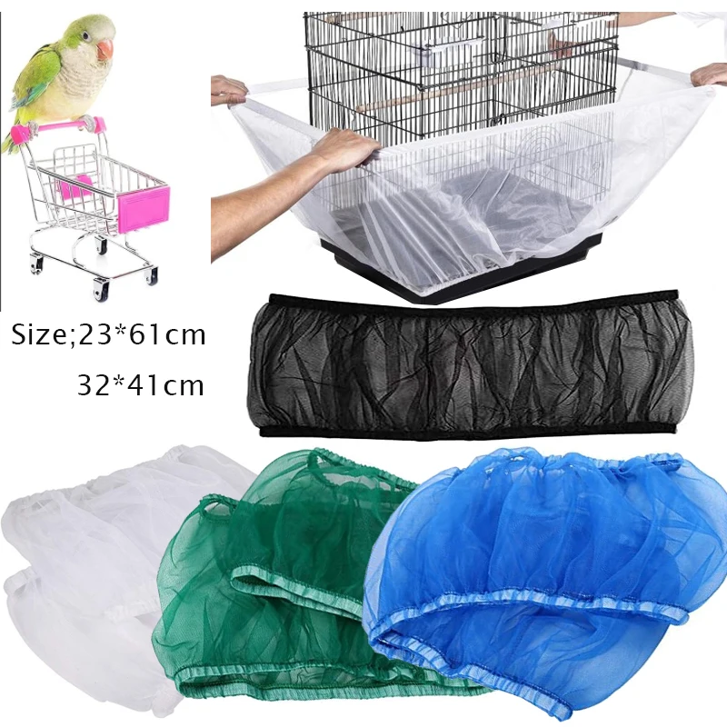 Sieťovina klietka na klietku kryt sukňa sukňa sukňa Easy Cleaning Catcher strážca vtáčej klietky pružná sieťovina papagájová klietka siete