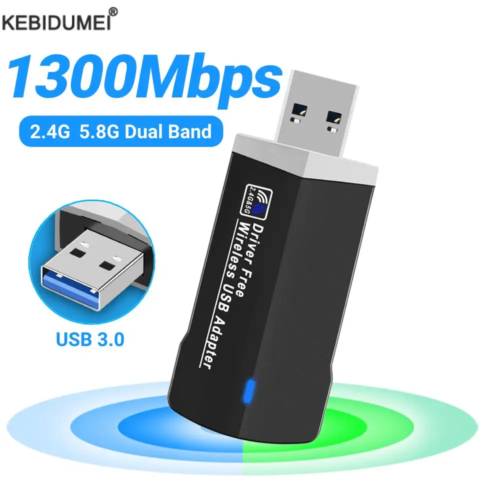 Sieťová karta 1300 Mbps 2.4g a 5GHz Dual Band Driver Free USB3.0 Wireless WiFi WiFi Anténa WiFi WiFi prijímač pre počítač prenosných počítačov