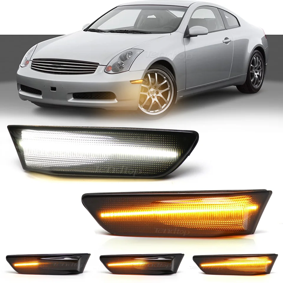 Signál bočného markeru Dynamický prepínací spínací jadr Amber White LED DRL lampa pre panorámu Nissan 350GT Infiniti G35 2D Coupe