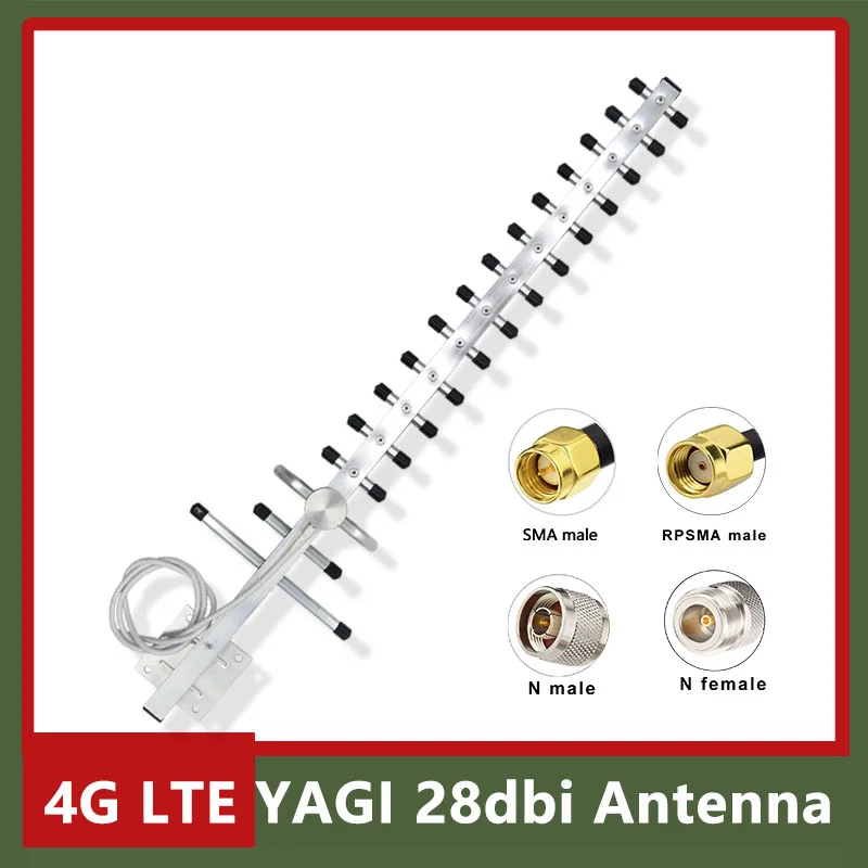 Signálny Boos 698 ~ 2700MHz 70 cm 4G LTE 3G GSM Smer WiFi Yagi Anténa vysoký zisk 28DBI Outdoor IP67 Vodotesný letecký zosilňovač