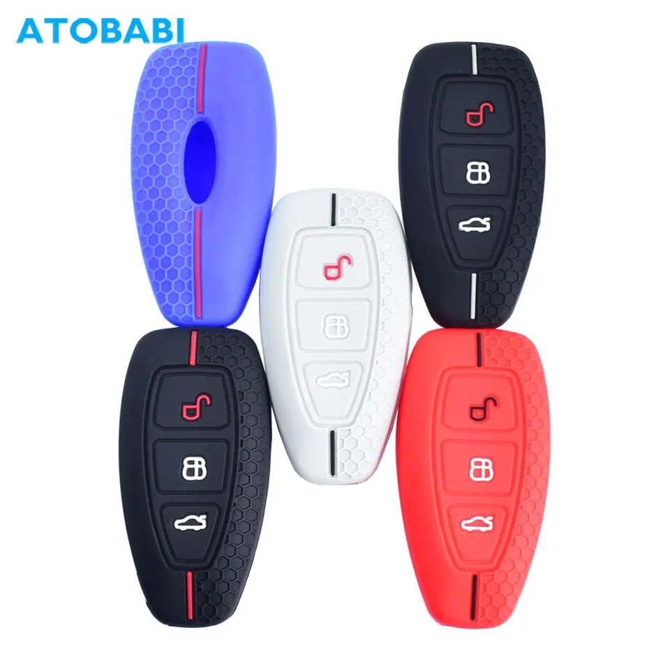Silikone Car Key Cover Smart Remote Fobs Shell Case Sin Automatické príslušenstvo pre Ford Focus Fiesta 2017 2018 2019 C-Max Kuga Escape