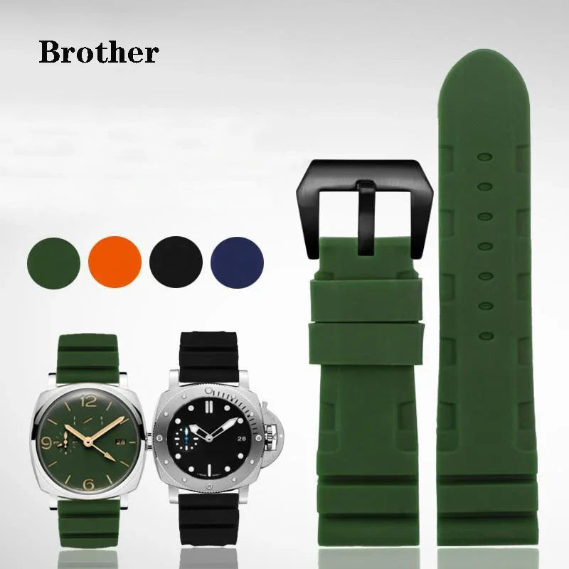 Silikone Watch Accessories Band pre Panerai ponorné Pam 441 359 séria 22 mm 24 mm Pánske reťaz s mäkkými gumovými hodinkami