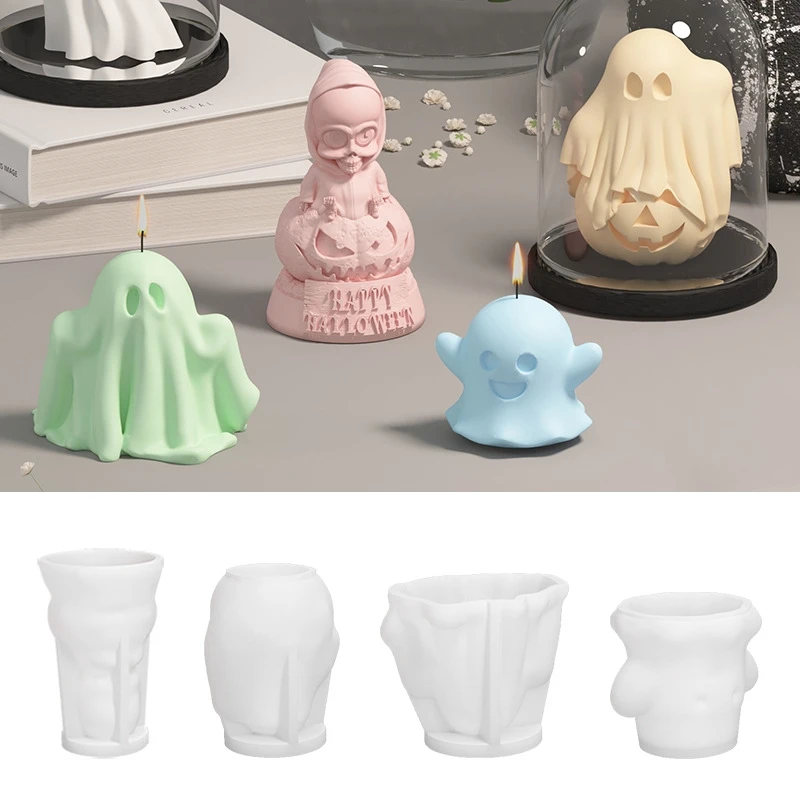 Silikón 3D ghost lebka pleseň Nepríjemná ľahko použiteľná 3D dizajn Halloween dekorácia ručne vyrábaná tekvica na Halloween Party New