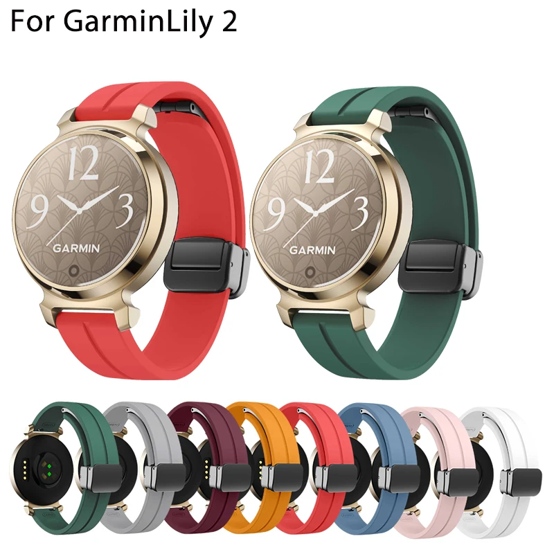 Silikón Garmin Lily 2 Band Dámske náramok Originálny klasický športový magnetický skladací pracka Priečinný remienok pre Garmin Lily 2