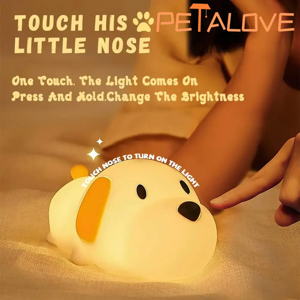 Silikón LED Papa Puppy Capybara Nočné svetlo LIGH LAMP LAMP LAMP dotyk senzor psie nočná lampa DETA DET