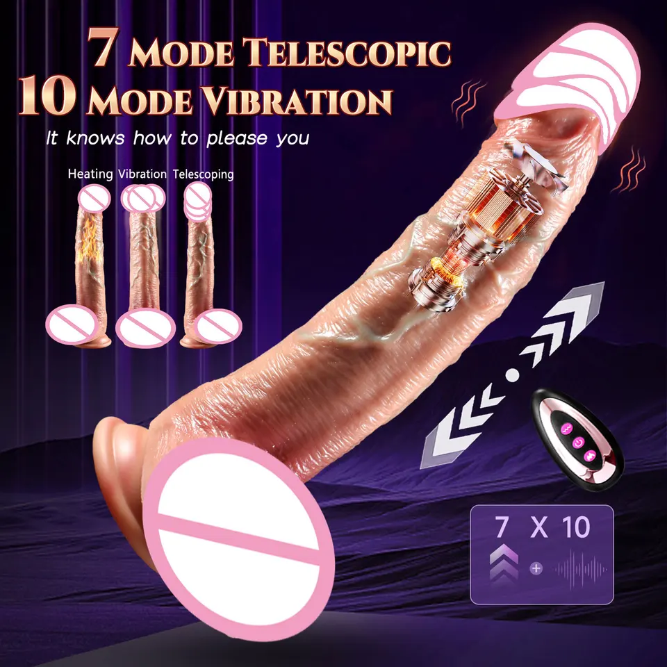 Silikón tlačí realistické dildo vibrátorové sexuálne hračky pre ženy Vibring Vibrujúci teleskopický dildo sačný pohár vibrátor dildo