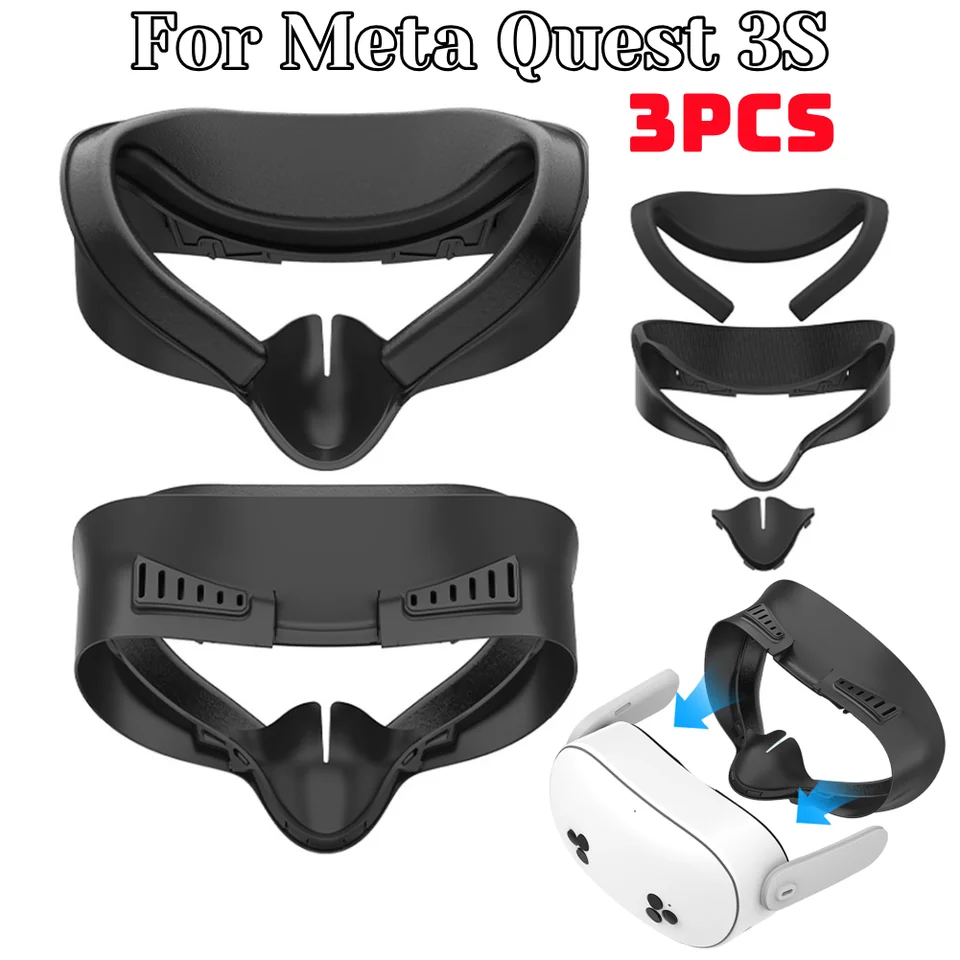 Silikón VR tvárová maska ​​pre meta quest 3s Facial Interface Sut Mask Treat Cushion Lightproof Mask Cover Tave Cover VR Príslušenstvo VR